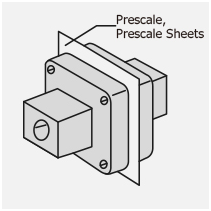 Đặt tấm Prescale vào giữa các bề mặt tác dụng lực để đo. Tác dụng lực làm việc thông thường. 
